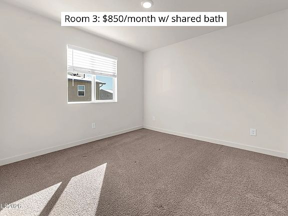 Room 3: $850/month w/ shared bath
- Utilities included
- Bathroom shared with 1 other roommate
- 2nd floor