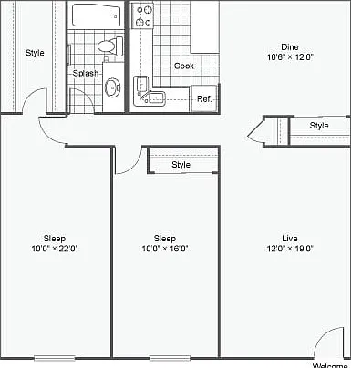 B3 | 2-Bedroom Floorplan B3 | 2-Bedroom Floorplan