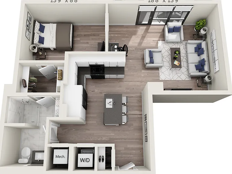 One Bedroom One Bath (781 SF) One Bedroom One Bath (781 SF)