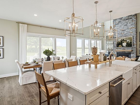 Island with pendant lighting