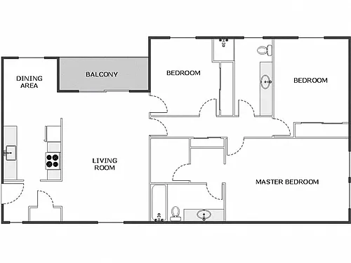 Floor plan 3 Bed / 2 Bath: Type B
