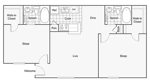 Floor plan 2 Bed 2 Bath