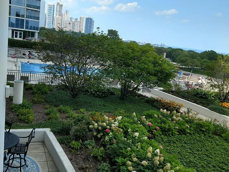 View of pool from balcony