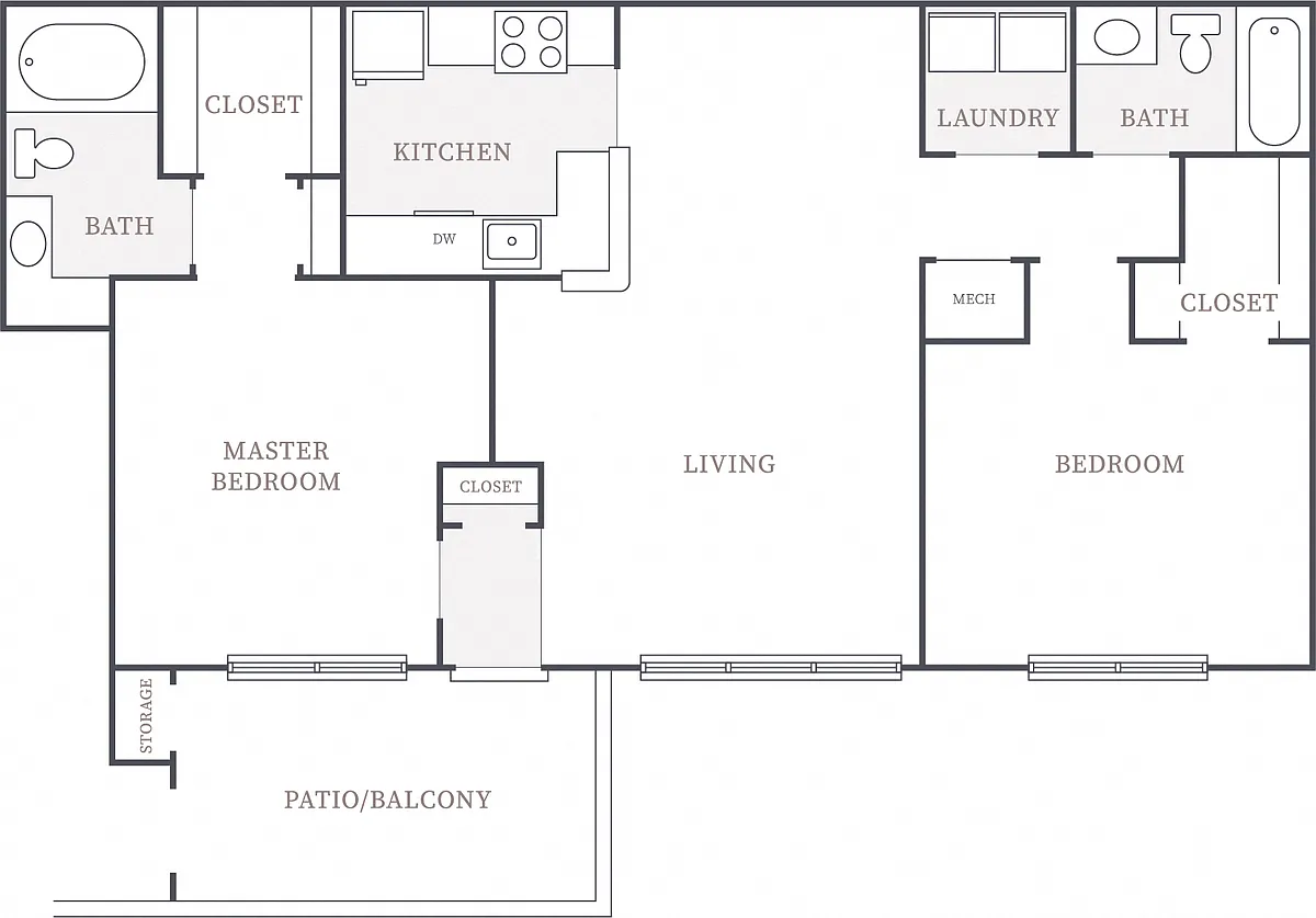 Floor plan 2 Bedroom 2 Bath Deluxe
