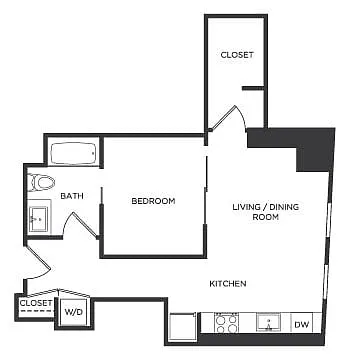 Floor plan Jr 1 Bed/1 Bath-S