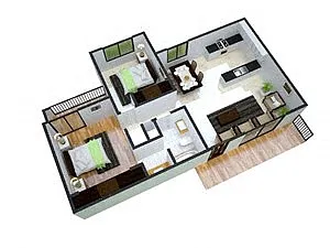 Floor plan 2x1 Cascade - Income Restricted