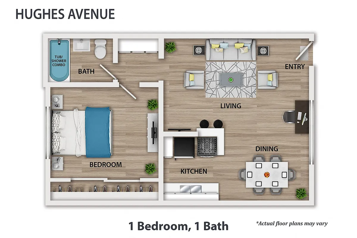 Floor plan 1 Bedroom, 1 Bath