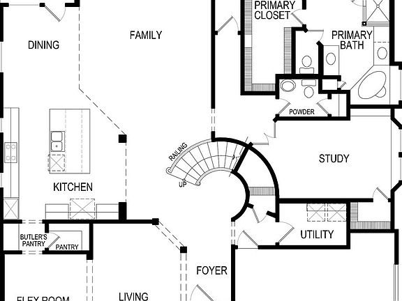 Brentwood 3FS w Media First Floor Plan