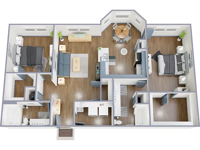 Floor plan 2 Bed, 2 Bath