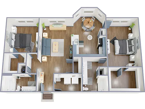 Floor plan 2 Bed, 2 Bath (80% Income Restricted)