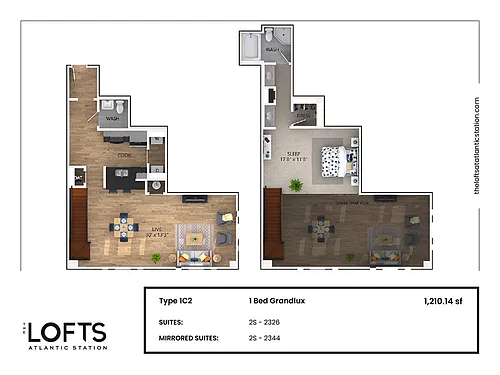 Floor plan 1C2 - 1 Bed Grandlux