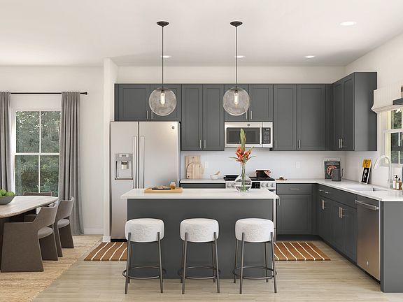 Pendant lighting over island
