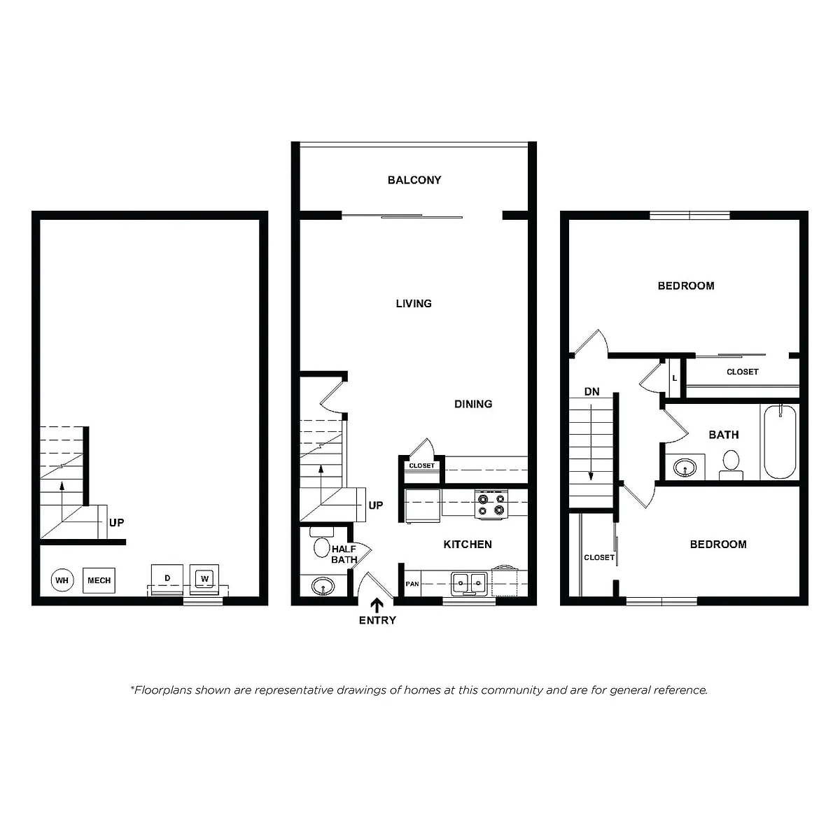 Floor plan 2 Bedroom Townhome
