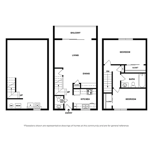 Floor plan 2 Bedroom Townhome