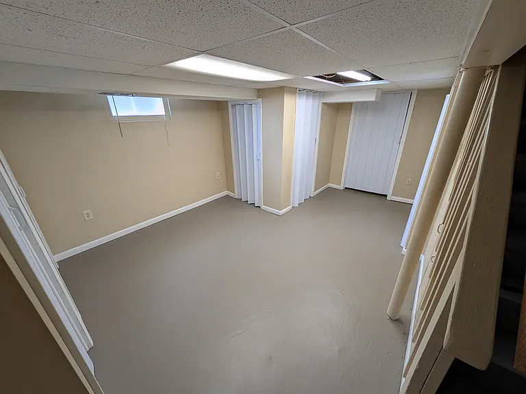family room in basement