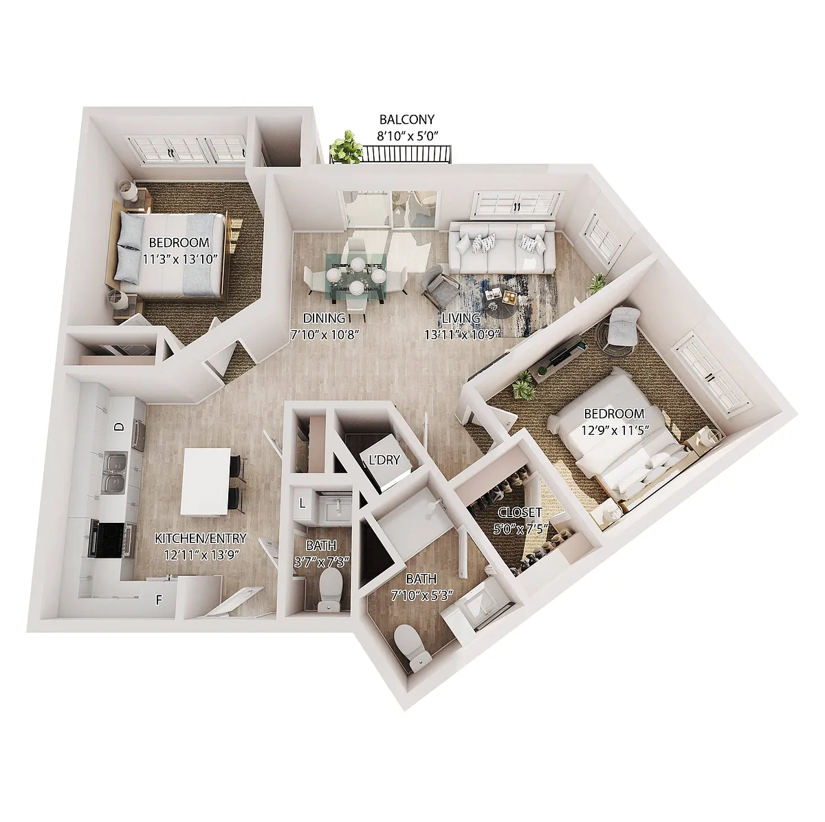 Floor plan 2 Bedrooms 1.5 Baths