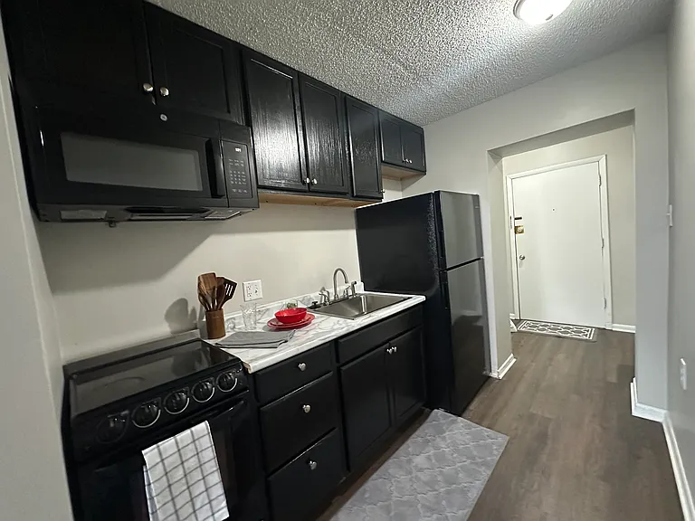 807 Kitchen -brand new appliances, sleek new cabinets, and new plank floor