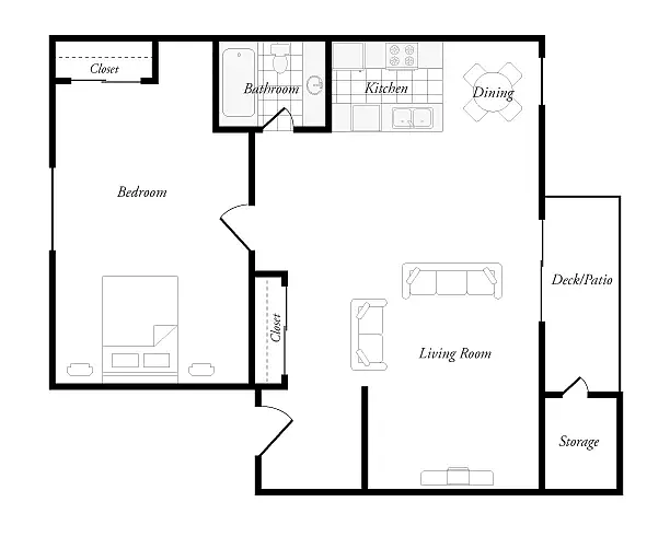 Floor plan One Bedroom- Classic