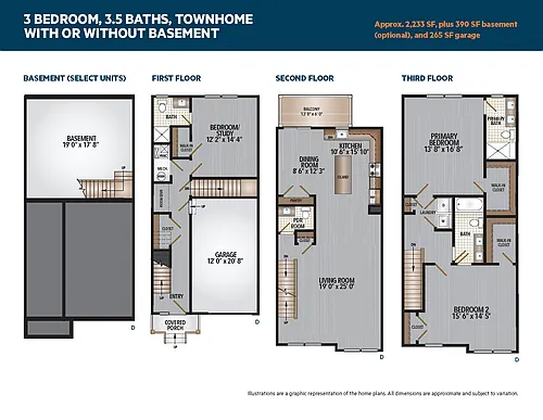 Floor plan Three Bedroom Reserve Townhome D