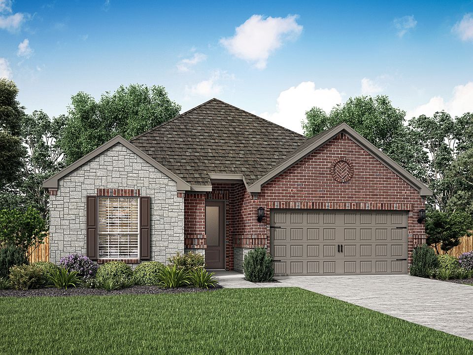 The Atchison is a beuatiful single story home with brick and stone.
