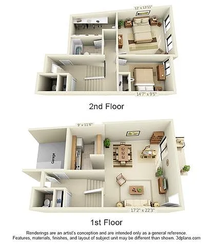 Floor plan Two Bedroom Townhome