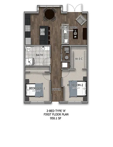 Floor plan 2 Bedroom - Great Room