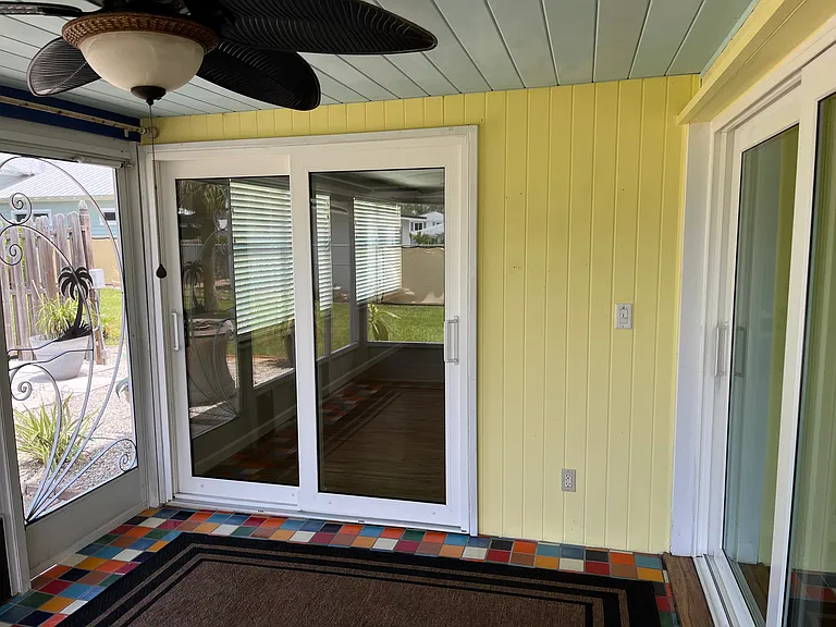 screened lanai with double hurricane sliders