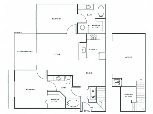 Floor plan Two Bedroom Two Bath (1337 SF)