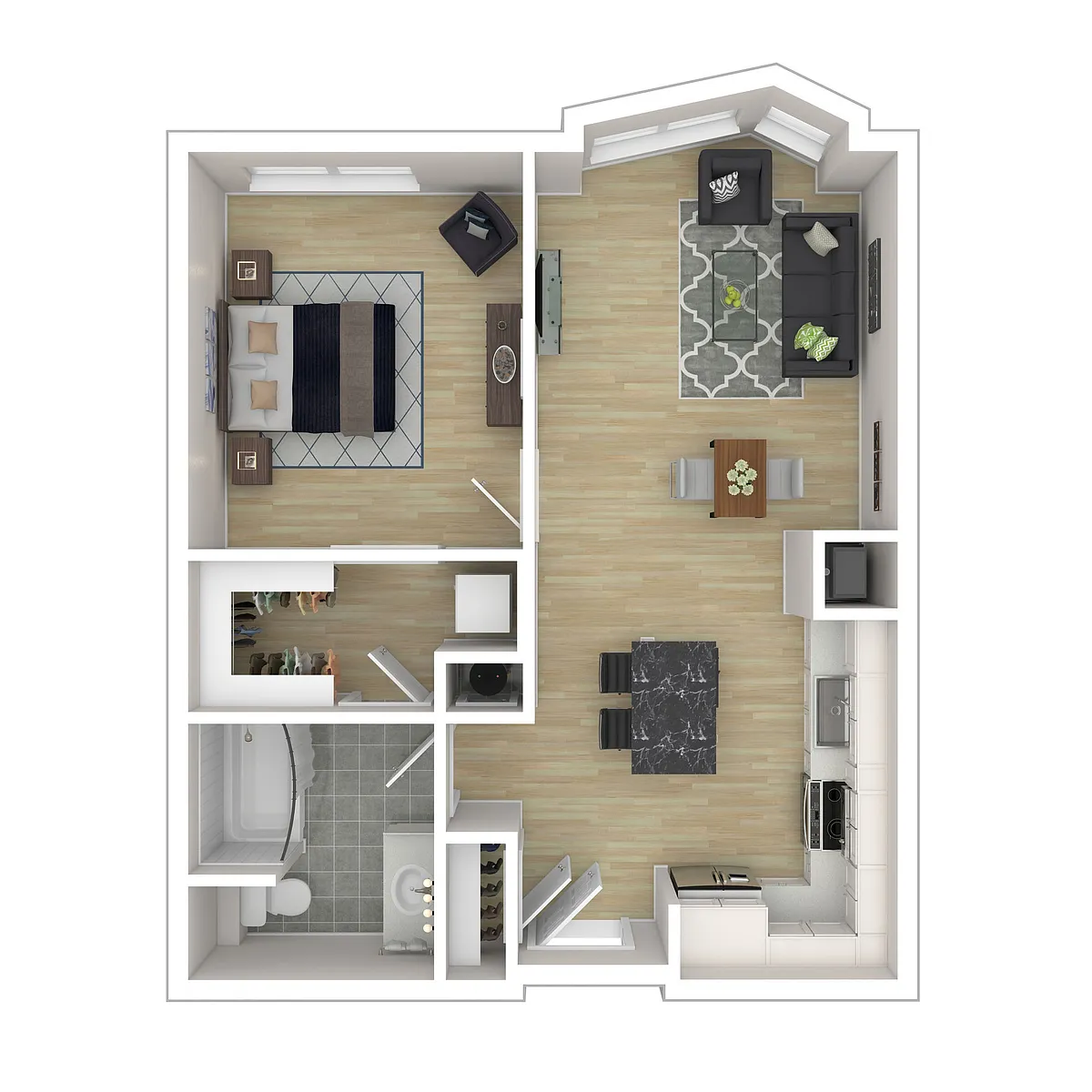 Floor plan 1A-1 1X1 Bay
