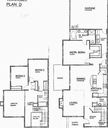 floor plan with vaulted living room.