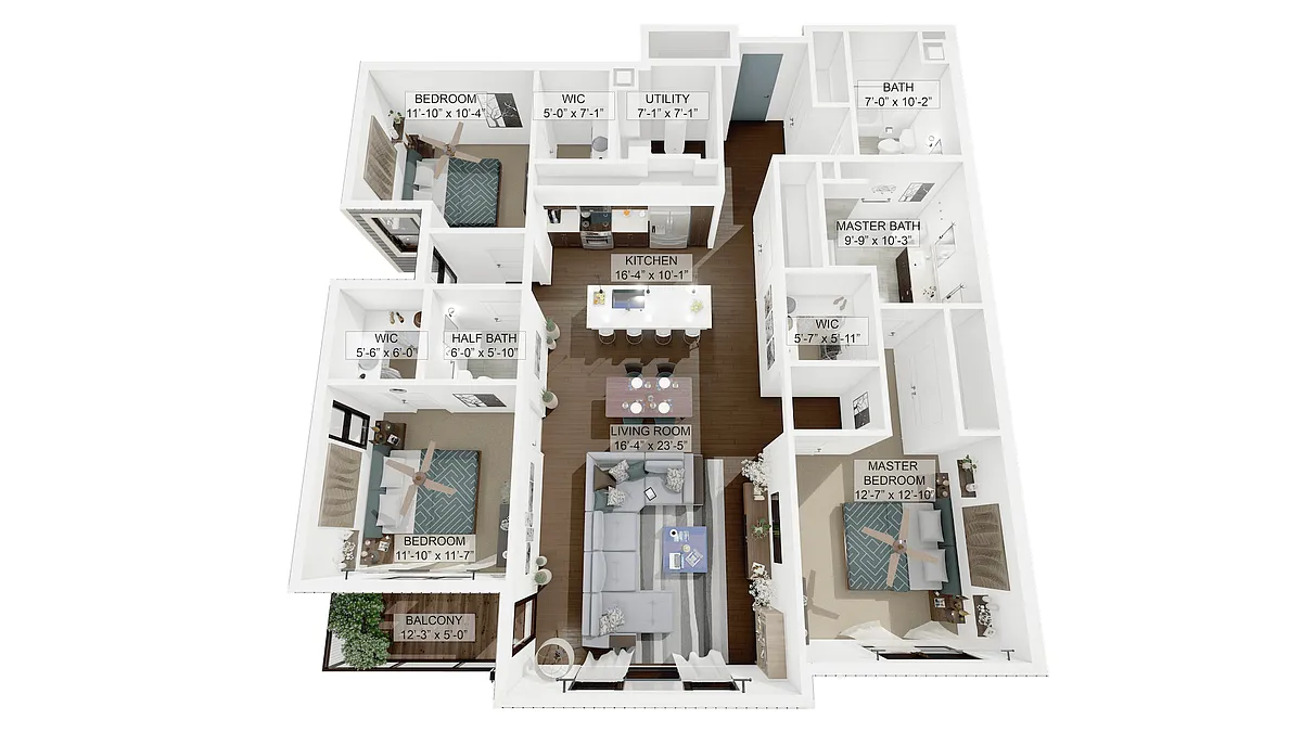 Floor plan 3 Bedroom 2.5 Bathroom