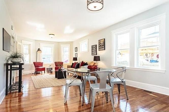 Sunny living and dining space
