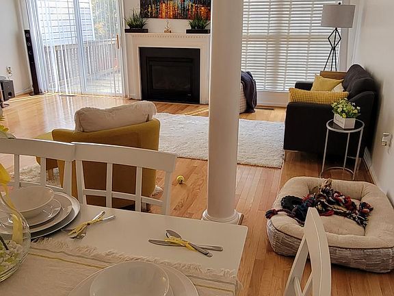 Dining area looking into the family room