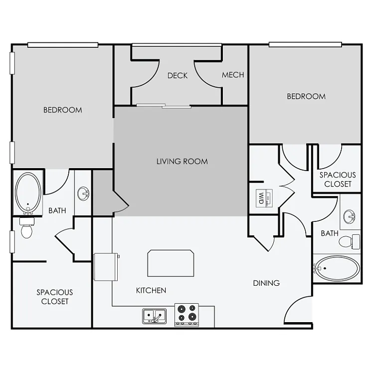 Floor plan B2 - 2 Bedroom, 2 Bathroom