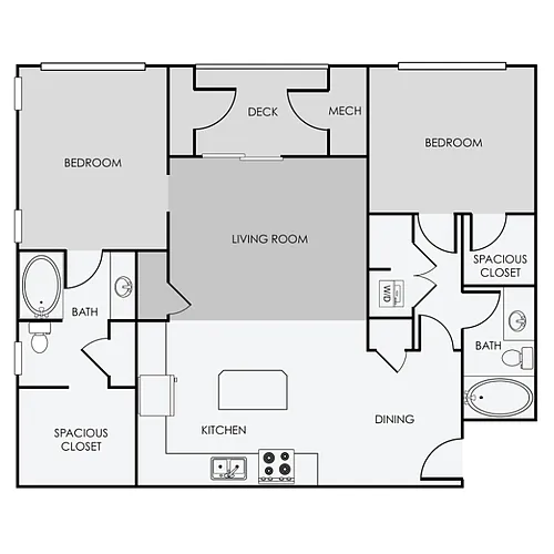 Floor plan B2 - 2 Bedroom, 2 Bathroom