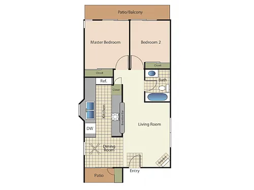 Floor plan 2 Bedrooms 1 Bath - 21A
