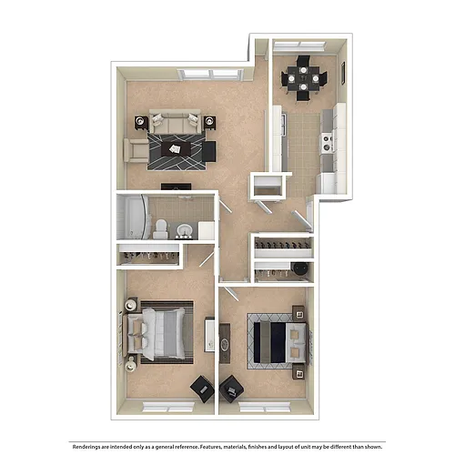 Floor plan 2 Bedroom / 1.0 Bath