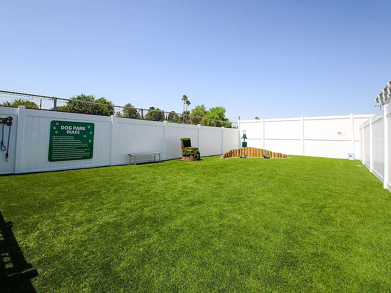 Large community pet park which is enclosed and fenced.