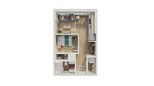 Floor plan 1 Bed, 1 Bath