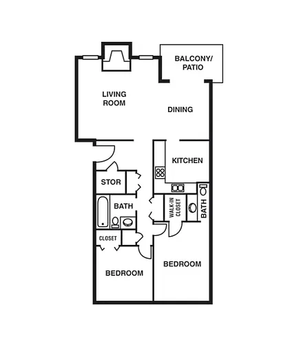 Floor plan 2 bedroom 1 and a half bath