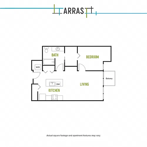 Floor plan One Bed One Bath H 1