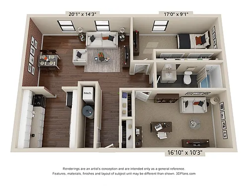 Floor plan Classic 1 Bed Cape + Den