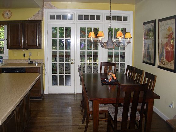 kitchen with french doors to screened porch