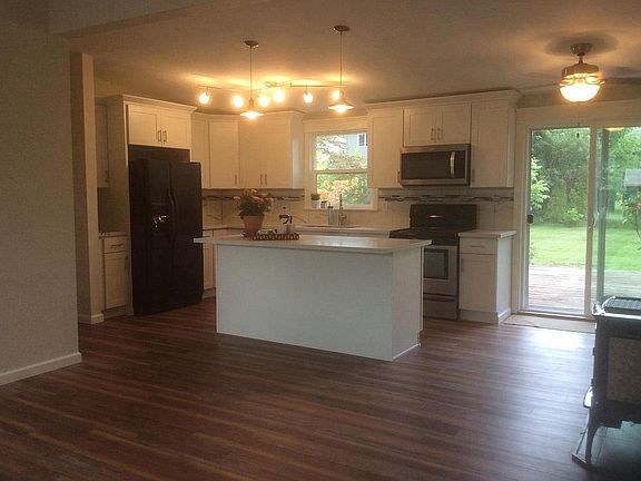 Kitchen island has space for eating
