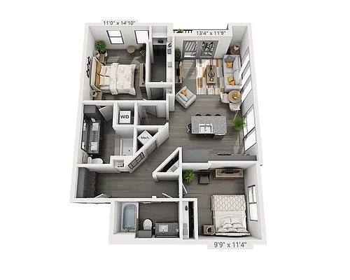 Floor plan Two Bedroom B2G-II