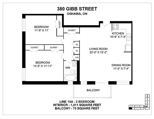 Floor plan 2 Bedroom 2 Bed 1 Bath 6
