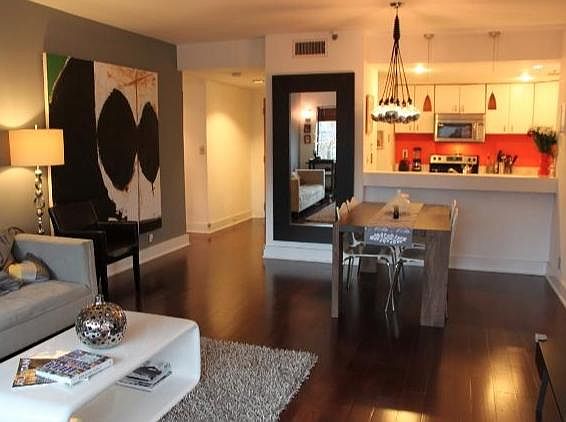 Living - Dining. Sample furnished photo.