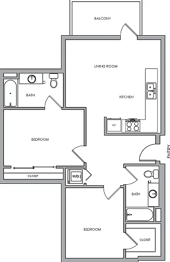 Two-Bedroom Two-Bathroom 2D Floor Plan Two-Bedroom Two-Bathroom 2D Floor Plan