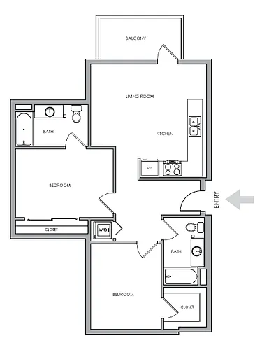 Floor plan 2X2 L - 2X2 L