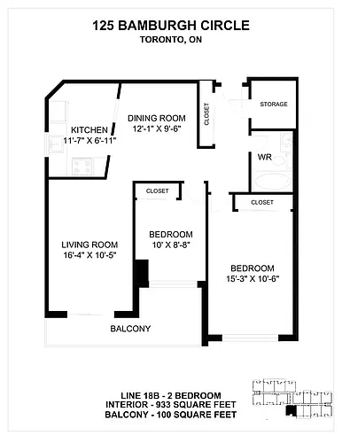Floor plan 2 Bedroom 2 Bed 1 Bath 2